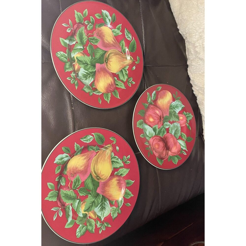 Vintage Sakura Burgundy Sonoma Fruit Plates Set of 3 Red Salad Dessert Plates